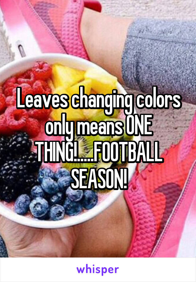 Leaves changing colors only means ONE THING!.....FOOTBALL SEASON!