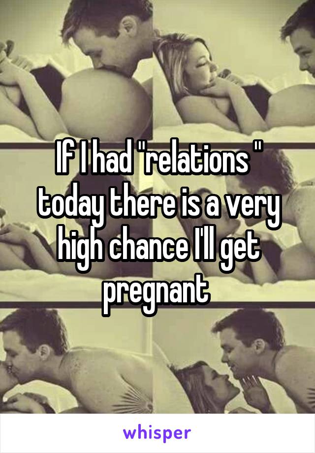 If I had "relations " today there is a very high chance I'll get pregnant 