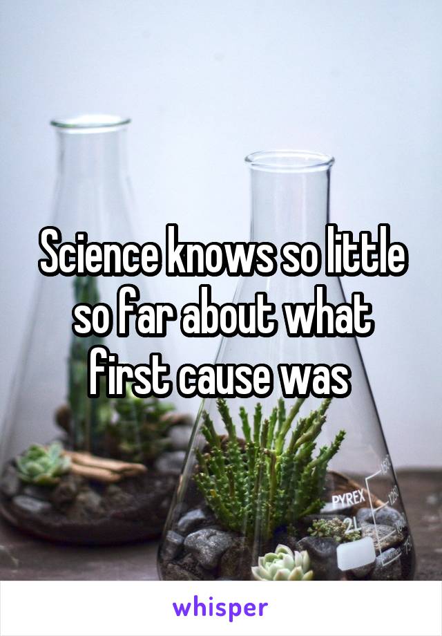 Science knows so little so far about what first cause was 