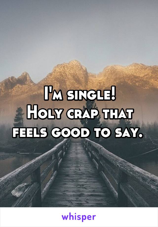 I'm single!
Holy crap that feels good to say. 