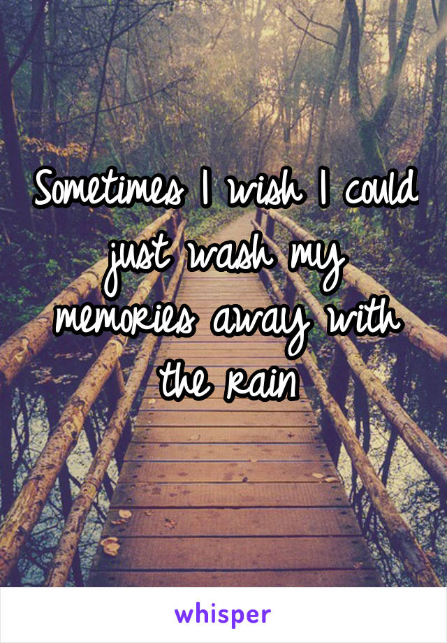 Sometimes I wish I could just wash my memories away with the rain
