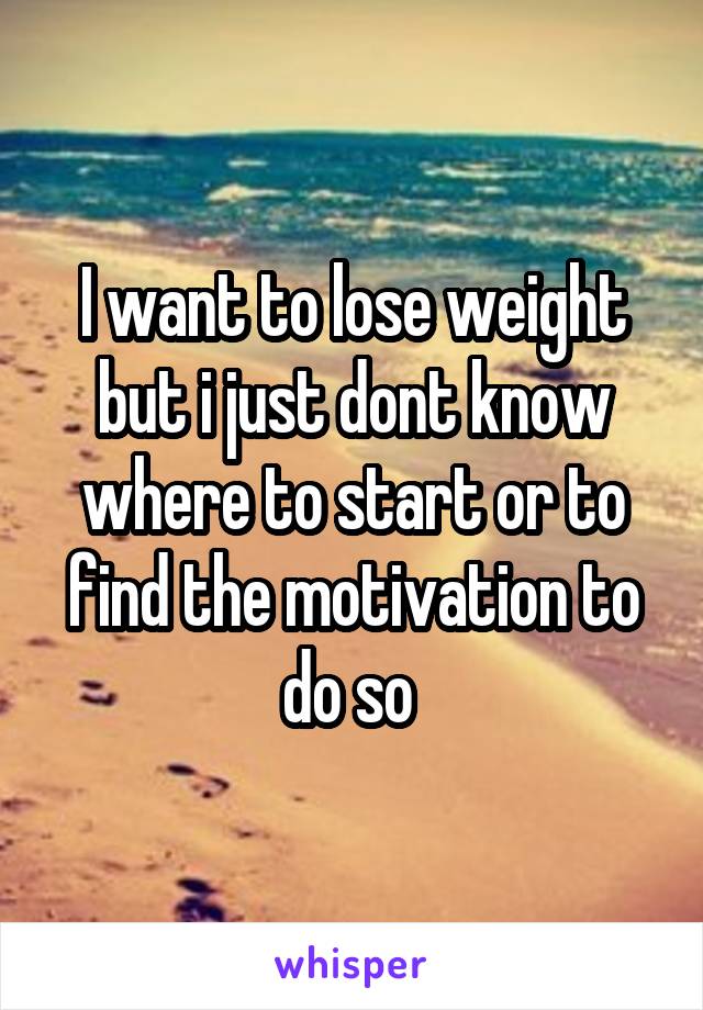 I want to lose weight but i just dont know where to start or to find the motivation to do so 