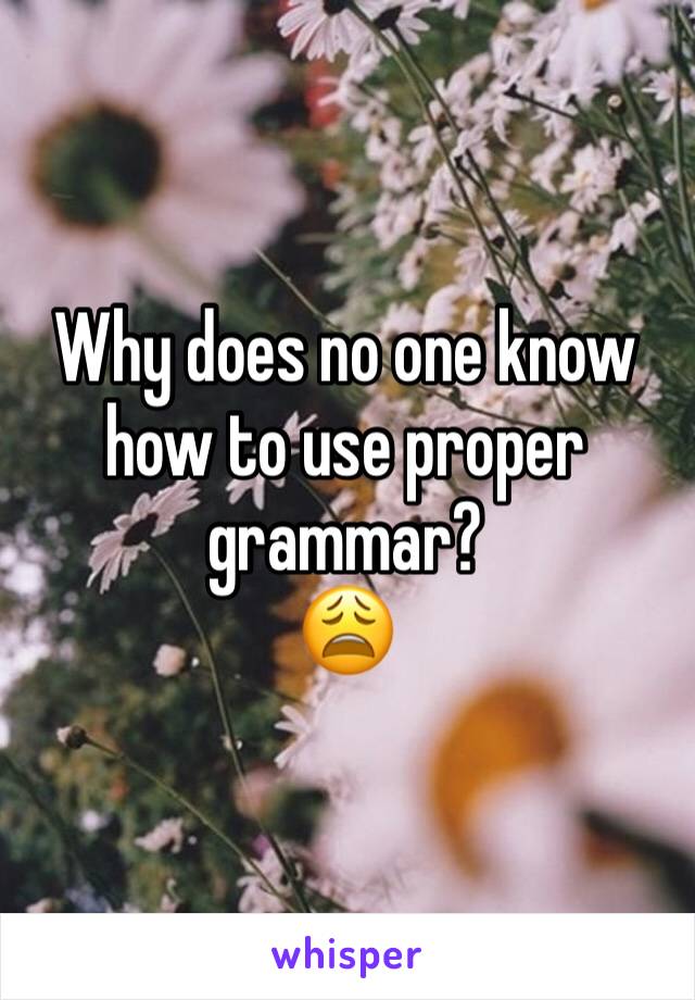 Why does no one know how to use proper grammar?
😩