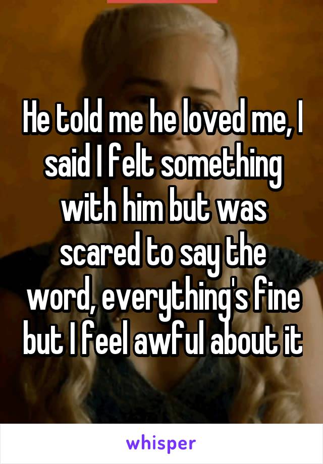 He told me he loved me, I said I felt something with him but was scared to say the word, everything's fine but I feel awful about it