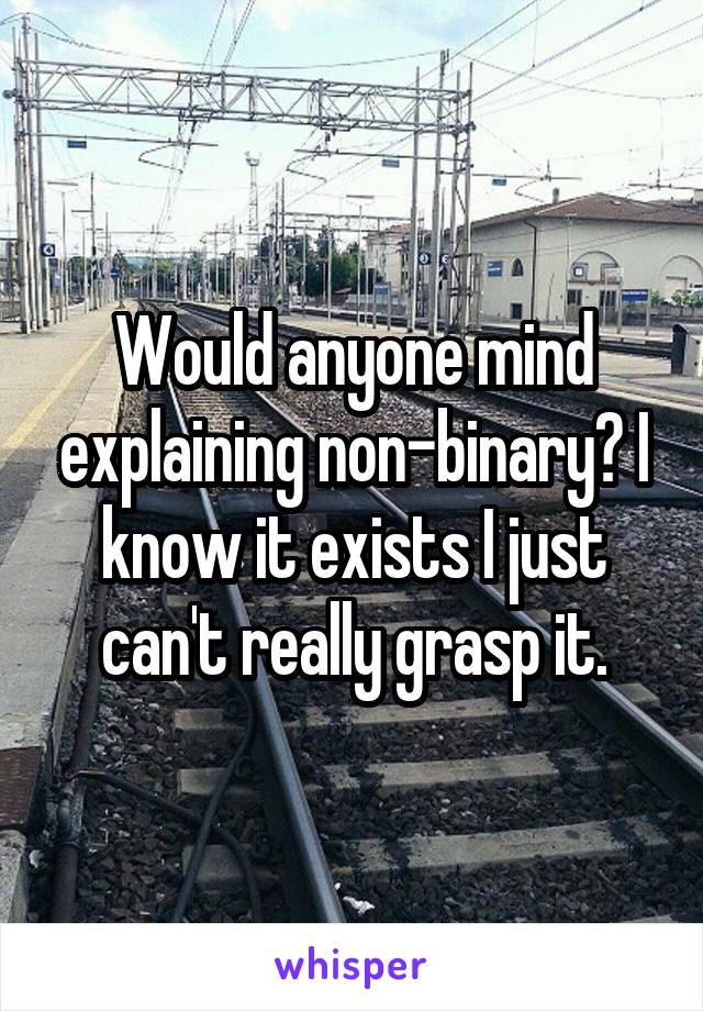 Would anyone mind explaining non-binary? I know it exists I just can't really grasp it.