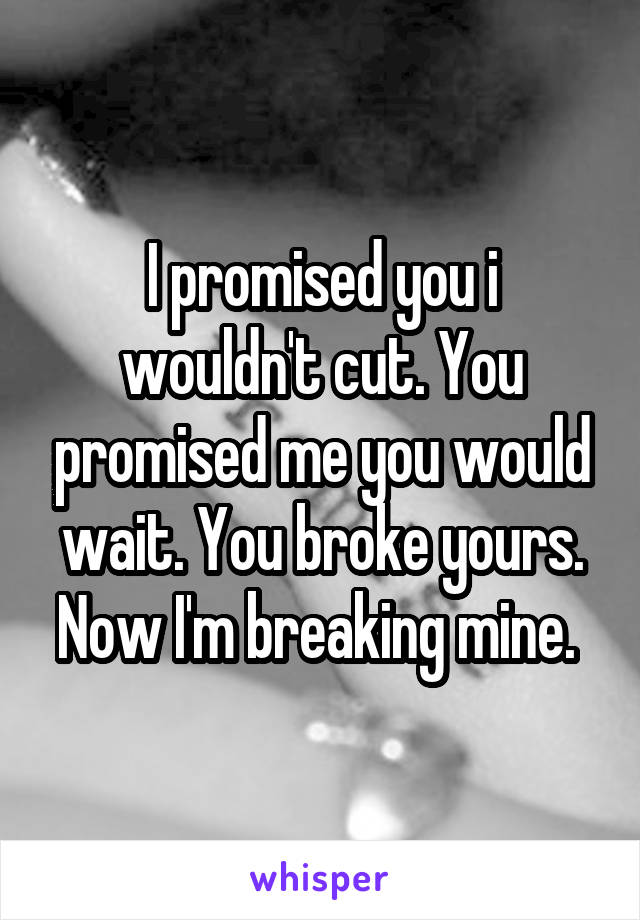 I promised you i wouldn't cut. You promised me you would wait. You broke yours. Now I'm breaking mine. 