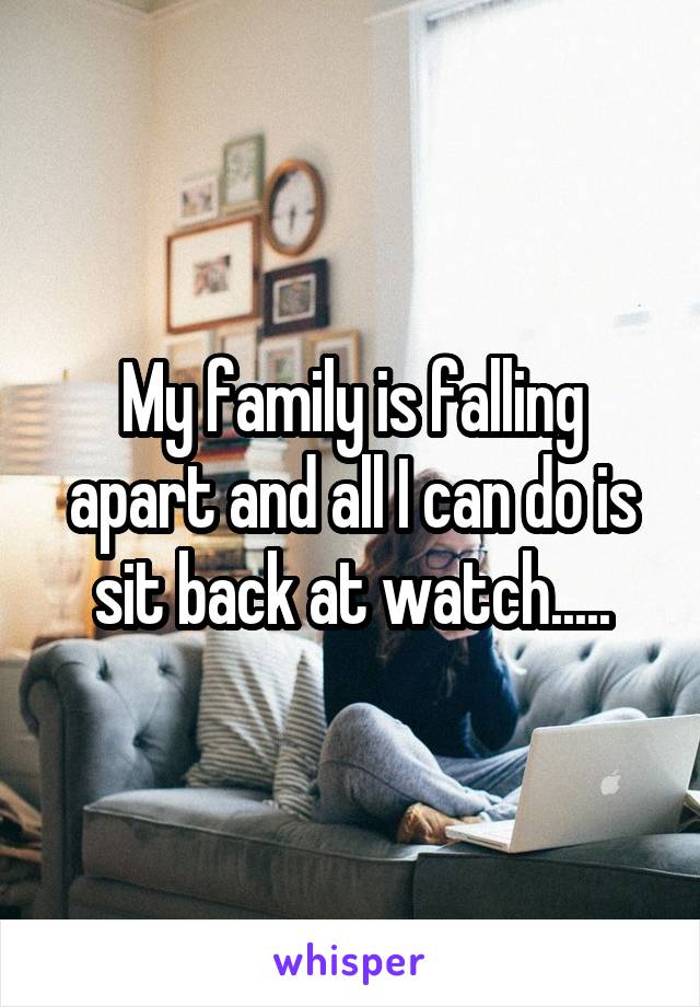 My family is falling apart and all I can do is sit back at watch.....