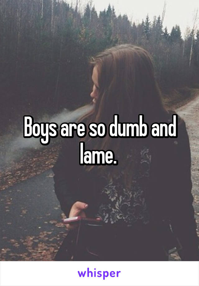 Boys are so dumb and lame. 