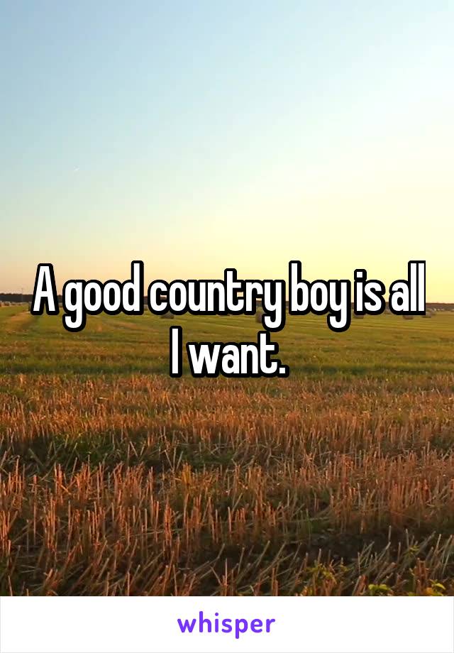 A good country boy is all I want.