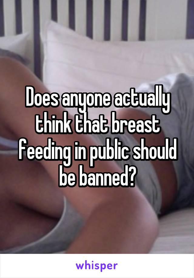 Does anyone actually think that breast feeding in public should be banned?