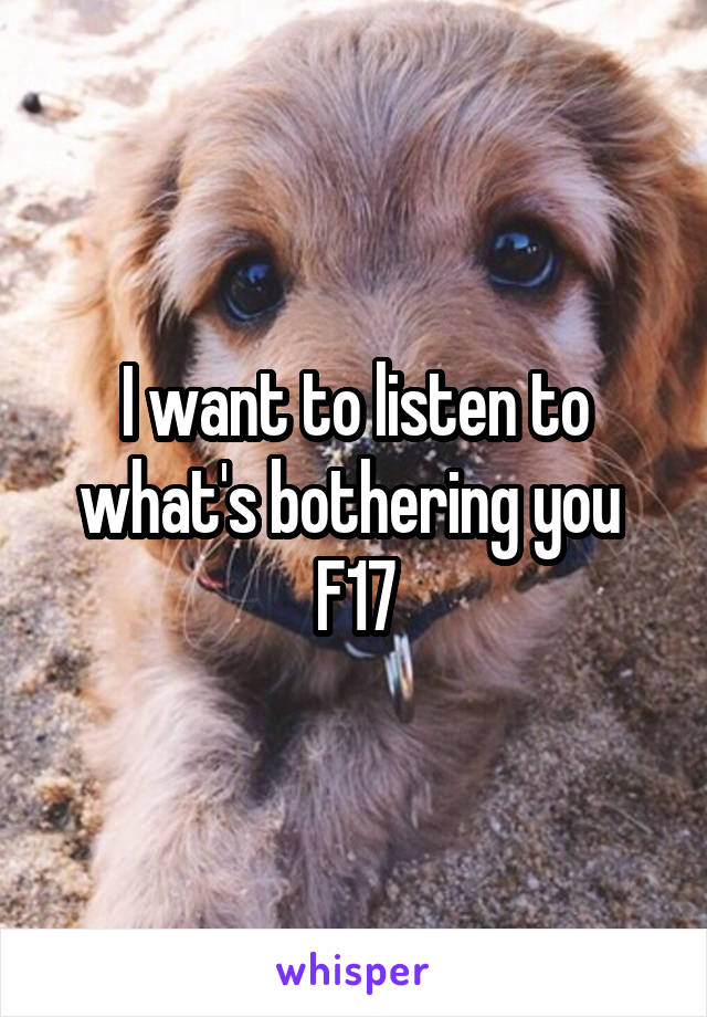 I want to listen to what's bothering you 
F17