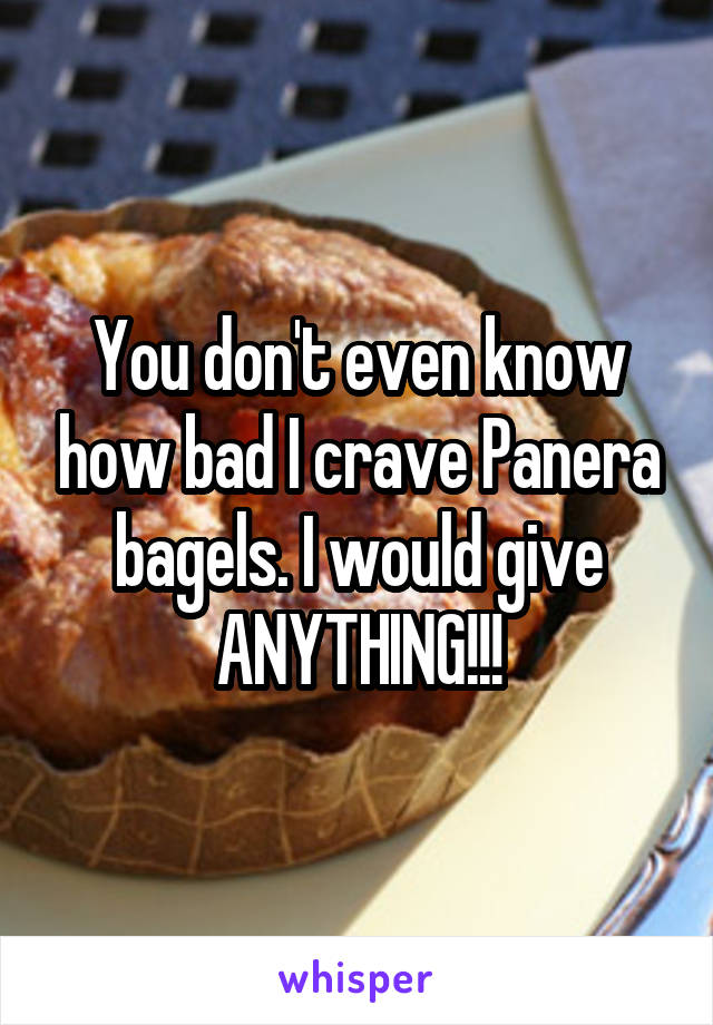 You don't even know how bad I crave Panera bagels. I would give ANYTHING!!!