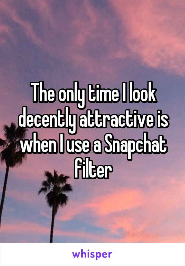 The only time I look decently attractive is when I use a Snapchat filter