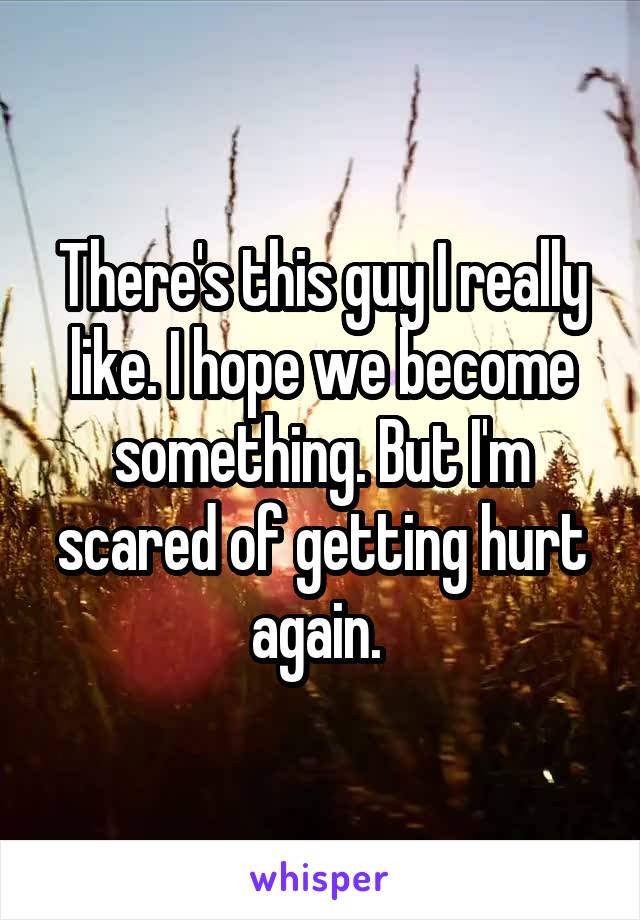 There's this guy I really like. I hope we become something. But I'm scared of getting hurt again. 