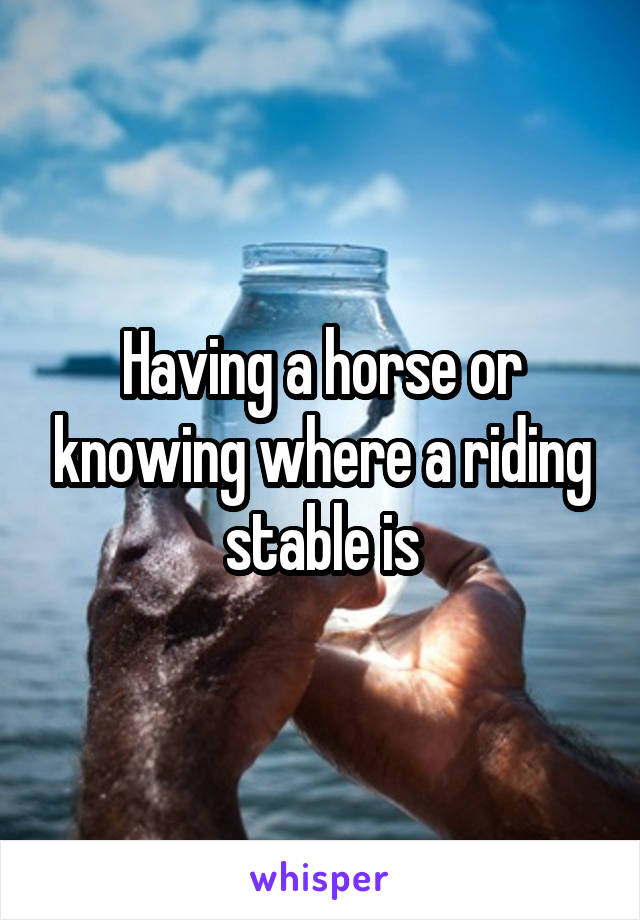 Having a horse or knowing where a riding stable is