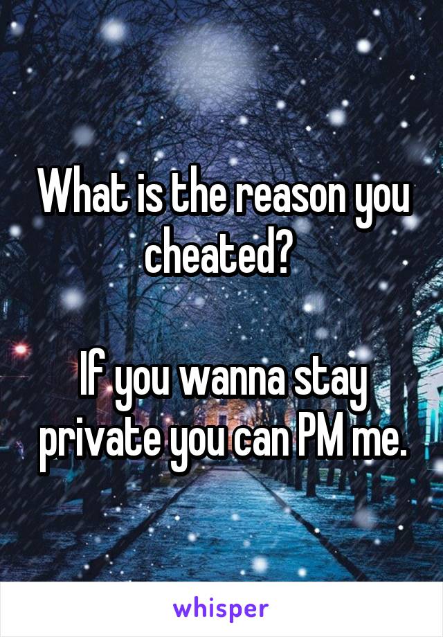 What is the reason you cheated? 

If you wanna stay private you can PM me.