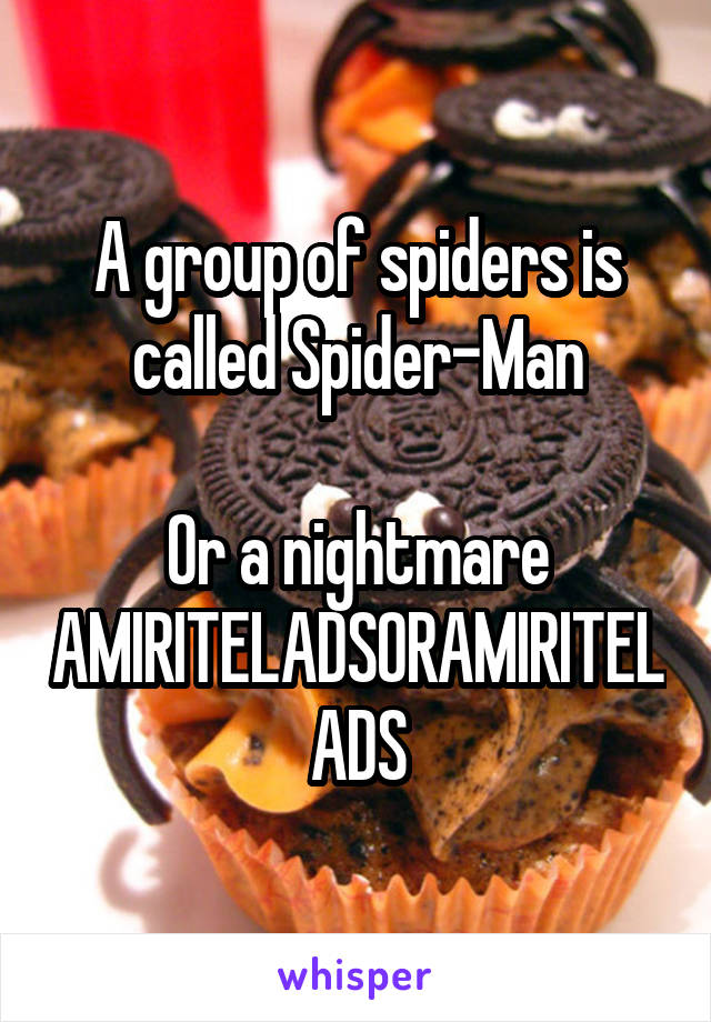 A group of spiders is called Spider-Man

Or a nightmare AMIRITELADSORAMIRITELADS