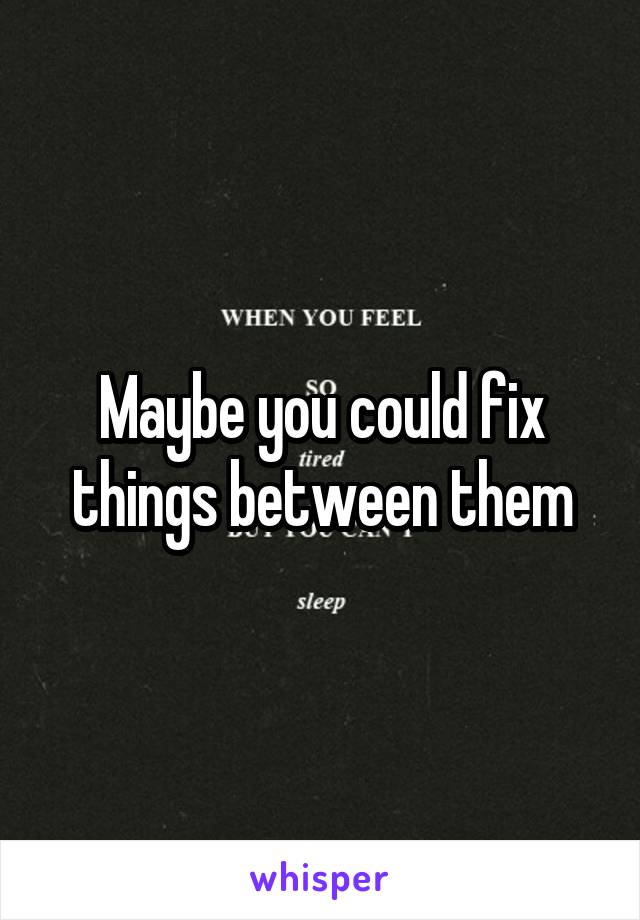 Maybe you could fix things between them