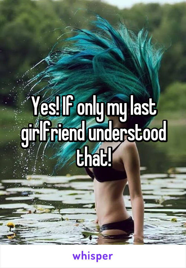 Yes! If only my last girlfriend understood that!