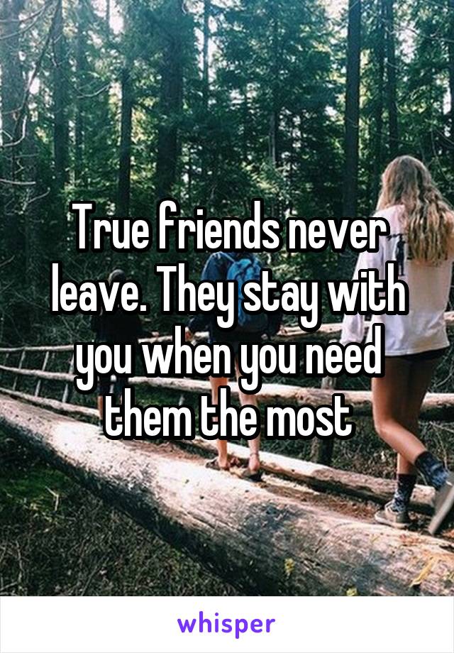 True friends never leave. They stay with you when you need them the most
