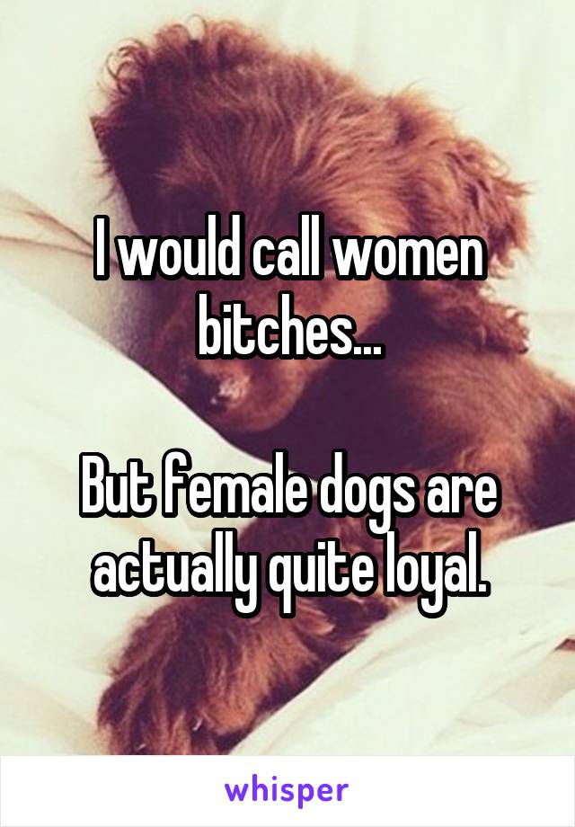 I would call women bitches...

But female dogs are actually quite loyal.