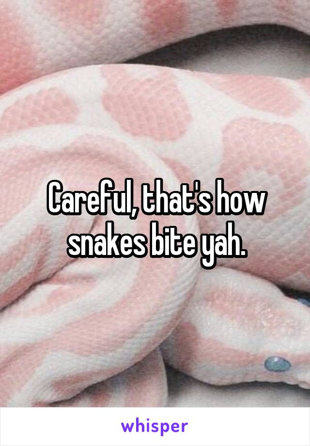 Careful, that's how snakes bite yah.