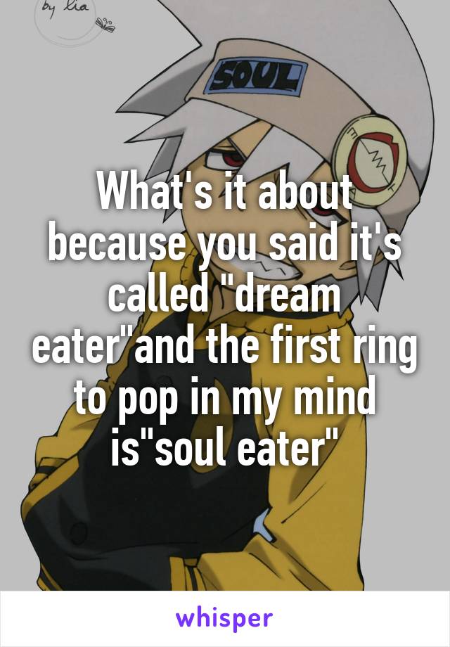 What's it about because you said it's called "dream eater"and the first ring to pop in my mind is"soul eater"