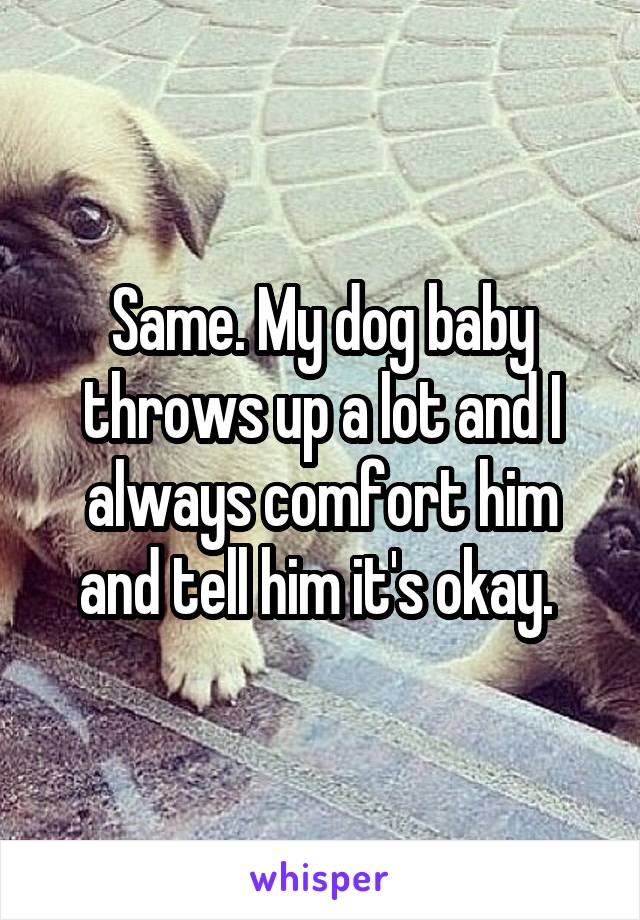 Same. My dog baby throws up a lot and I always comfort him and tell him it's okay. 