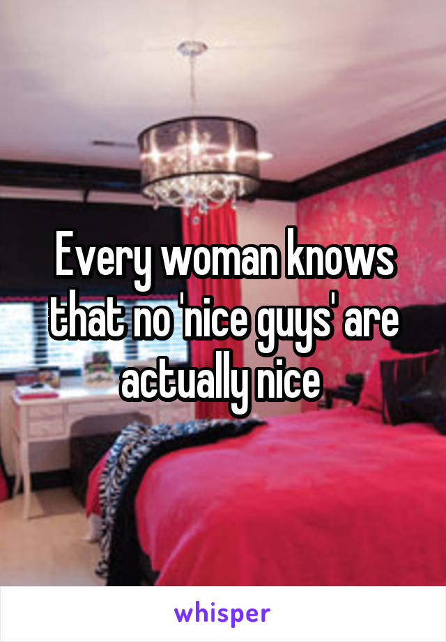 Every woman knows that no 'nice guys' are actually nice 