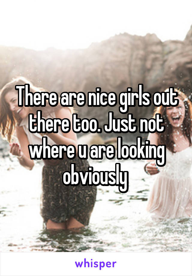 There are nice girls out there too. Just not where u are looking obviously 