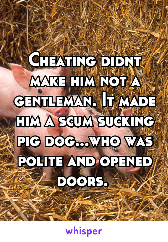 Cheating didnt make him not a gentleman. It made him a scum sucking pig dog...who was polite and opened doors. 