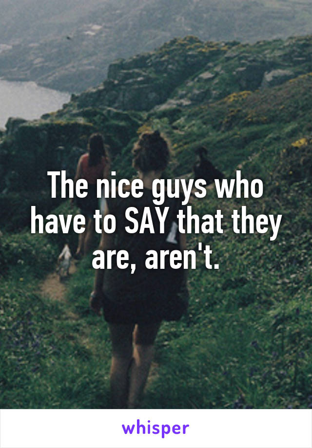 The nice guys who have to SAY that they are, aren't.