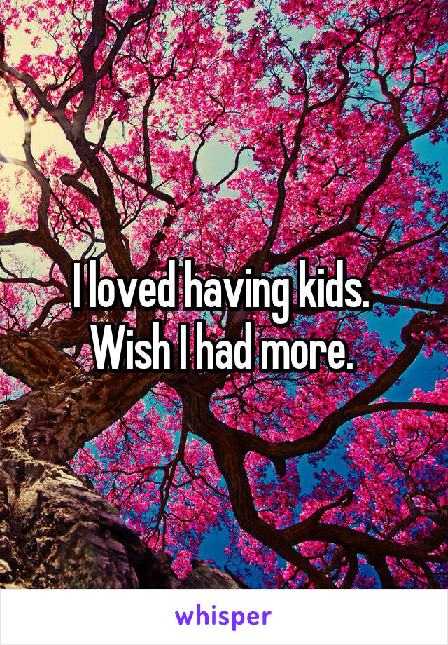 I loved having kids. 
Wish I had more. 