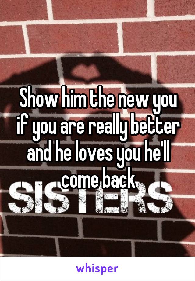 Show him the new you if you are really better and he loves you he'll come back
