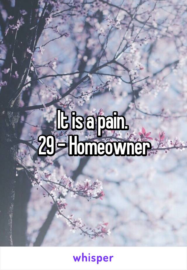 It is a pain. 
29 - Homeowner