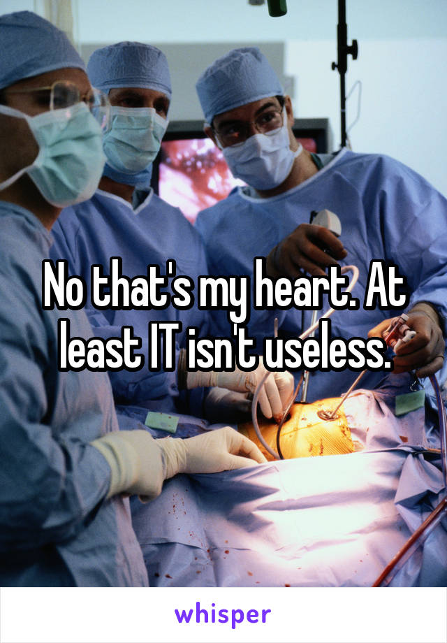No that's my heart. At least IT isn't useless.