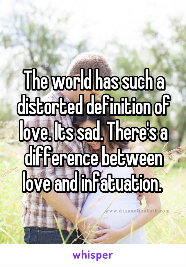 The world has such a distorted definition of love. Its sad. There's a difference between love and infatuation. 