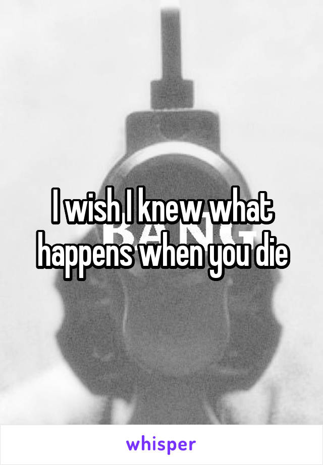 I wish I knew what happens when you die