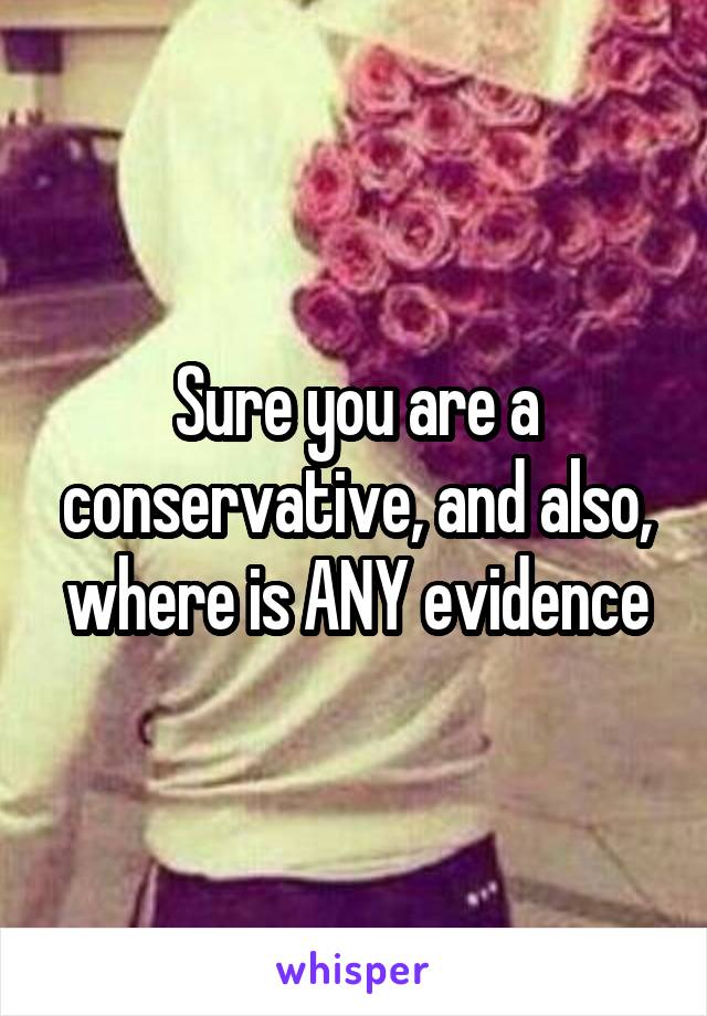 Sure you are a conservative, and also, where is ANY evidence