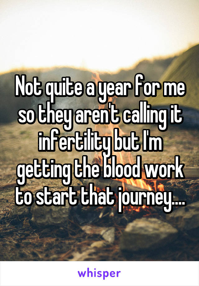 Not quite a year for me so they aren't calling it infertility but I'm getting the blood work to start that journey....