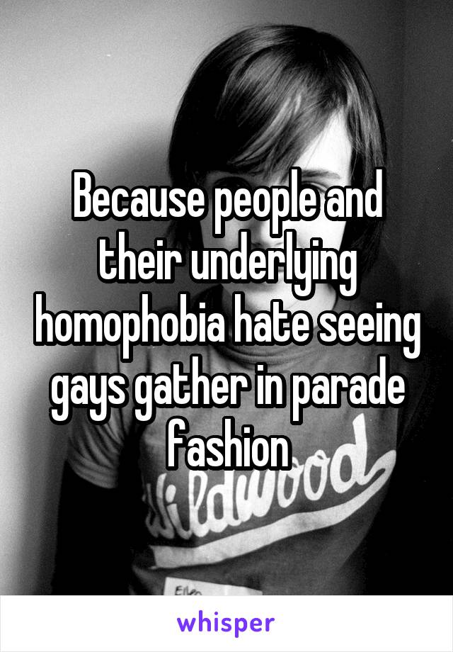 Because people and their underlying homophobia hate seeing gays gather in parade fashion