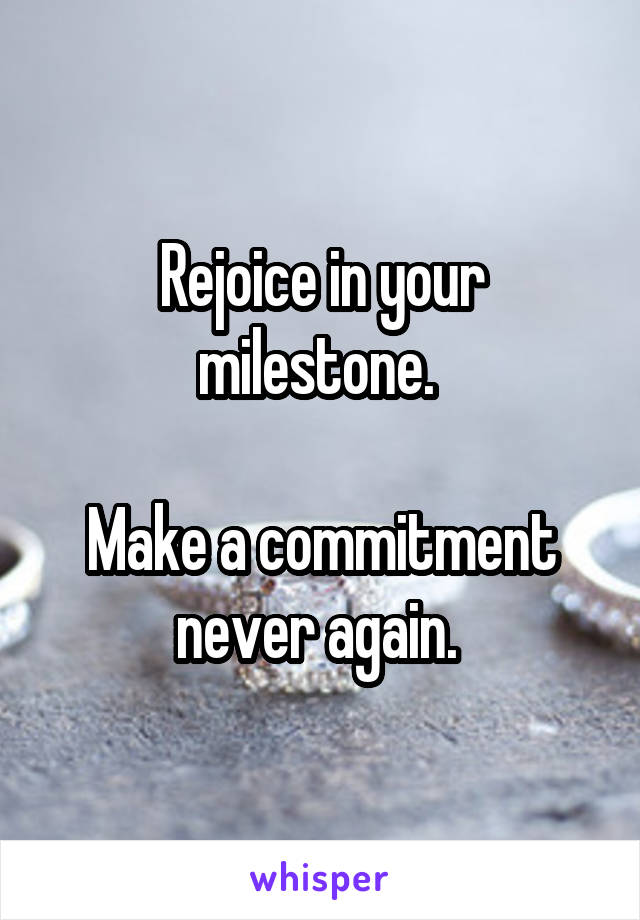 Rejoice in your milestone. 

Make a commitment never again. 