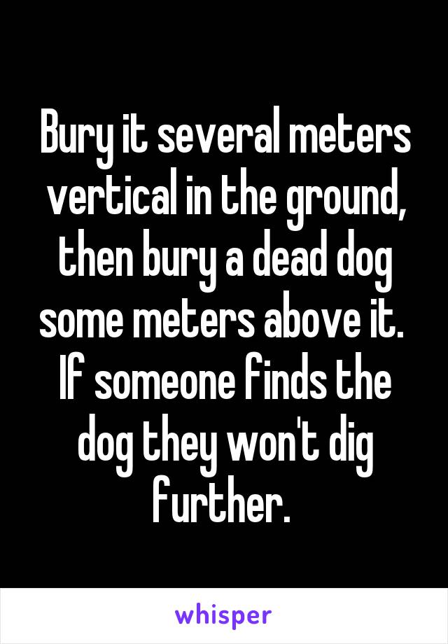 Bury it several meters vertical in the ground, then bury a dead dog some meters above it. 
If someone finds the dog they won't dig further. 