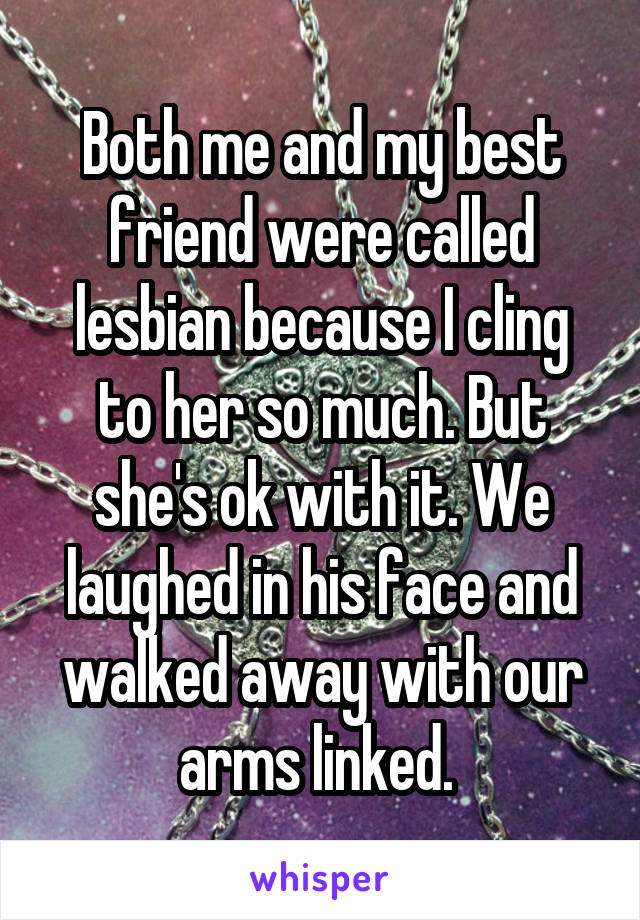 Both me and my best friend were called lesbian because I cling to her so much. But she's ok with it. We laughed in his face and walked away with our arms linked. 
