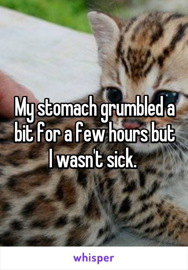 My stomach grumbled a bit for a few hours but I wasn't sick. 