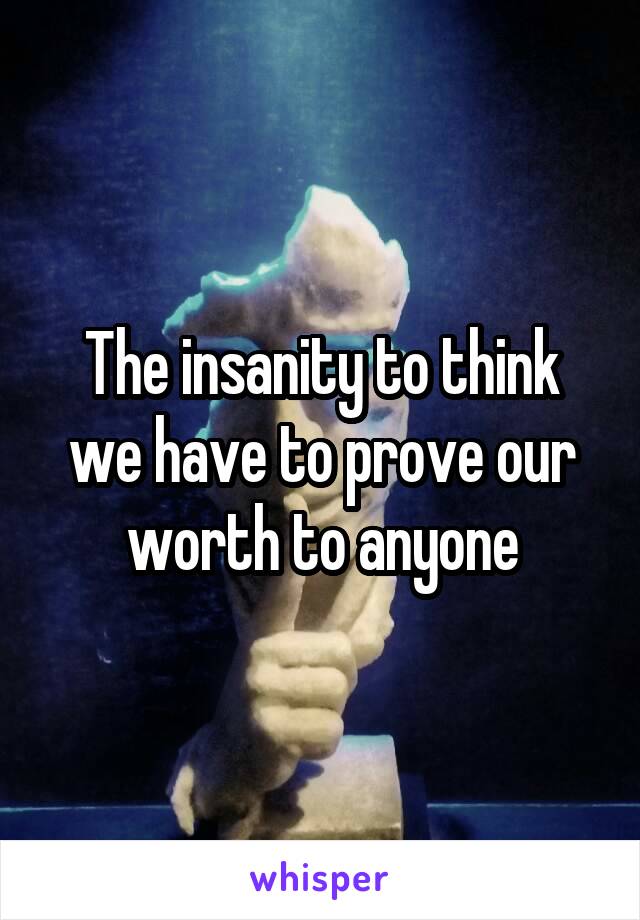 The insanity to think we have to prove our worth to anyone