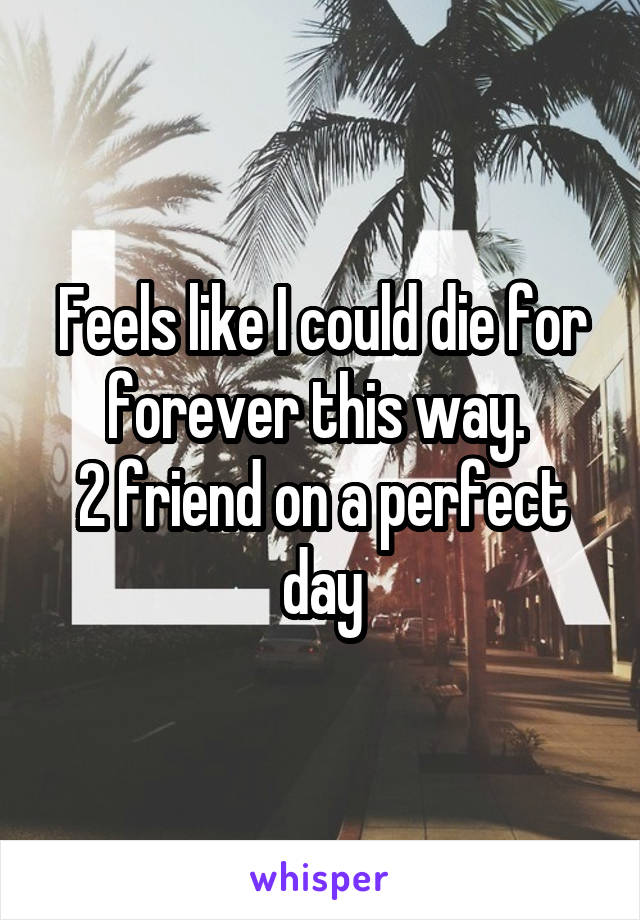 Feels like I could die for forever this way. 
2 friend on a perfect day