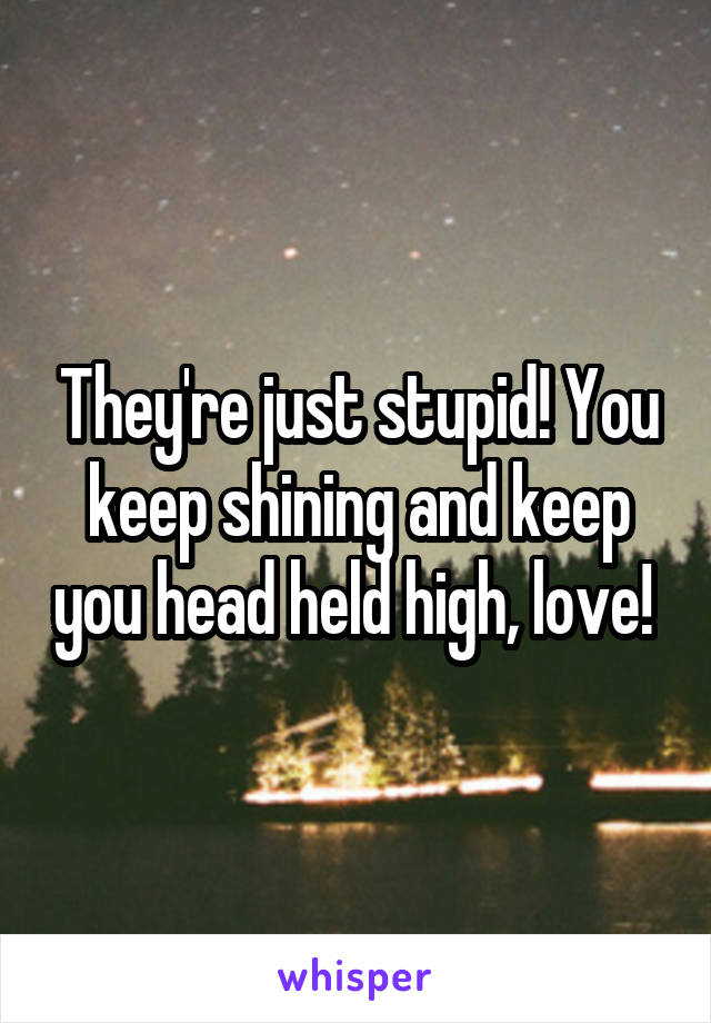 They're just stupid! You keep shining and keep you head held high, love! 