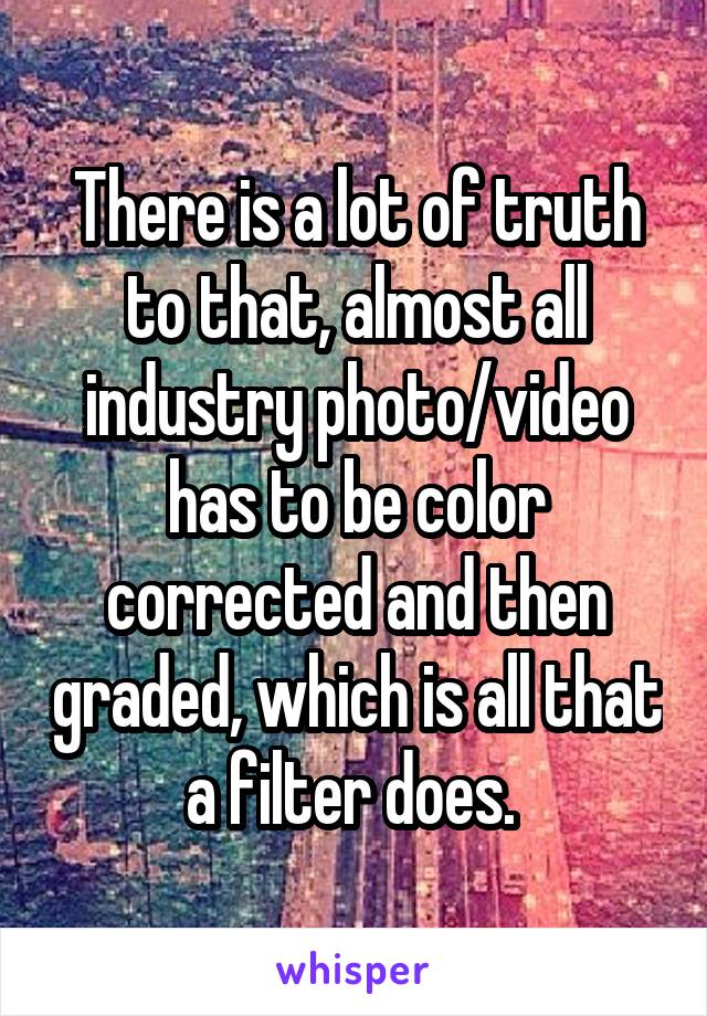 There is a lot of truth to that, almost all industry photo/video has to be color corrected and then graded, which is all that a filter does. 