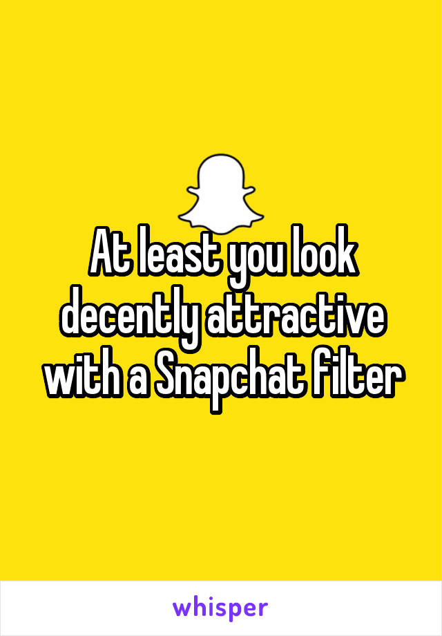 At least you look decently attractive with a Snapchat filter